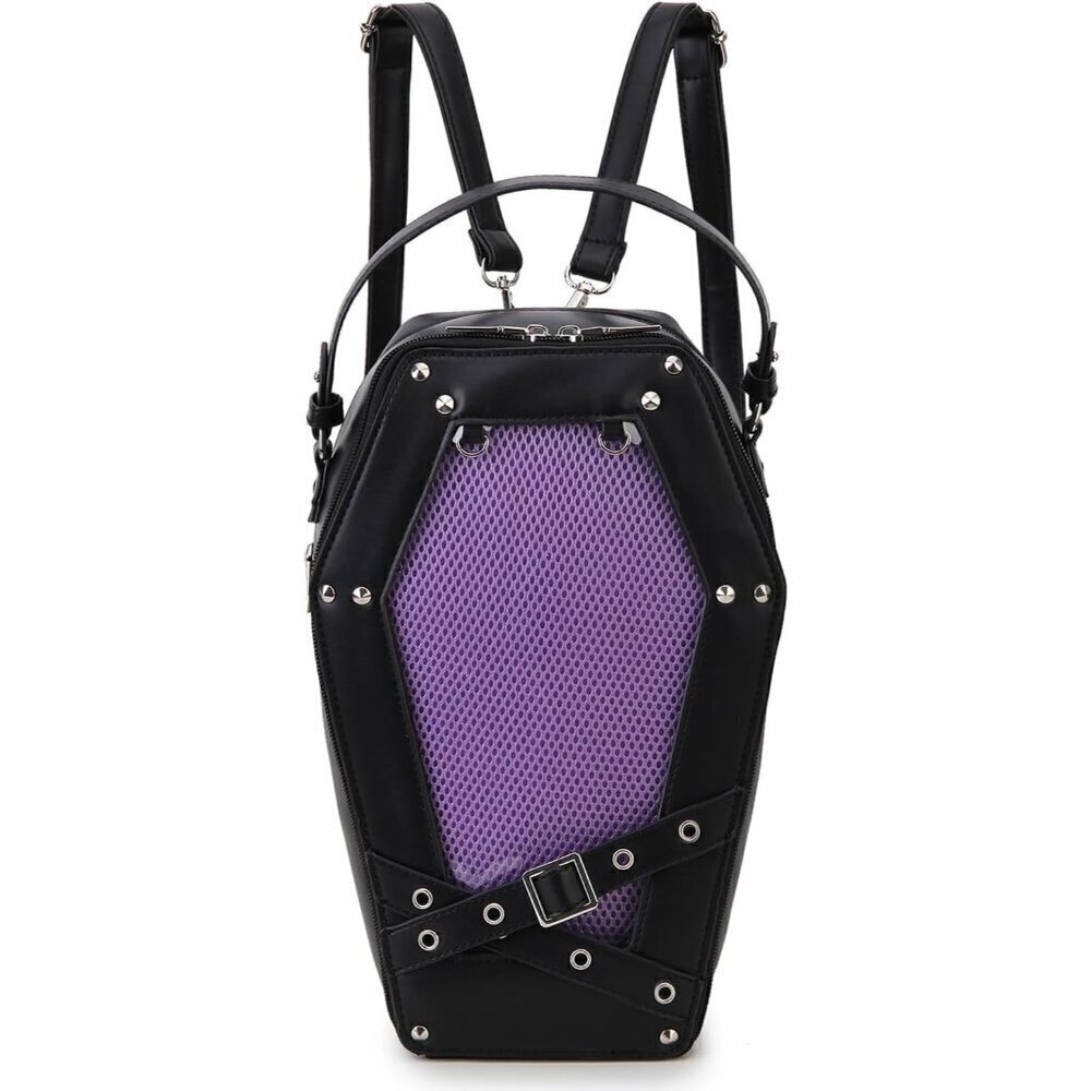 Women Black Gothic Coffin Shape Fashion Purse Handbags Halloween Shoulder Bag